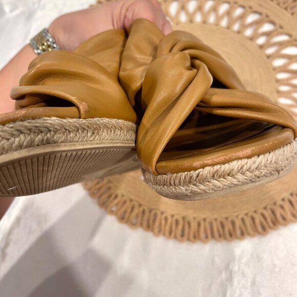 Vince Sylvia Knotted Espadrille Wedge Sandals Camel Leather Size US 9 - Picture 13 of 13